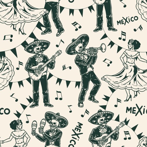 mariachi band vintage seamless pattern vector