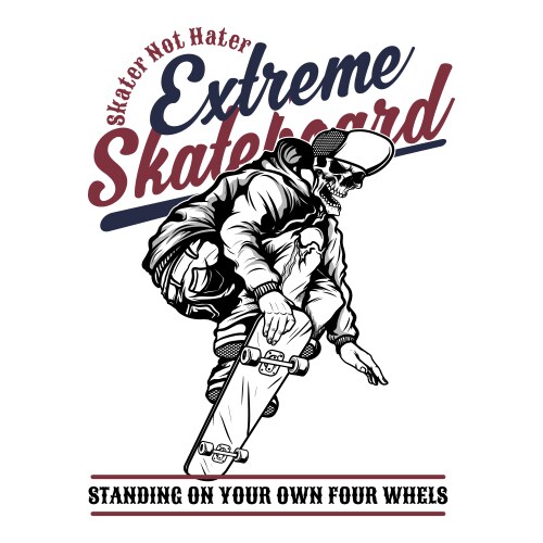 Skull Extreme Skateboard Vector Image