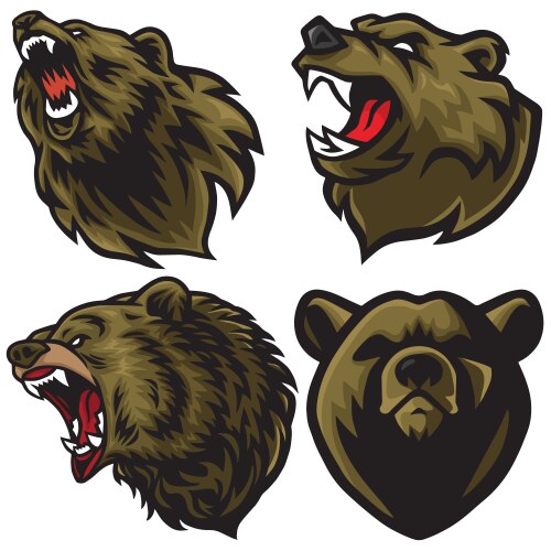 Aggressive Bear Logo Set Vector Image