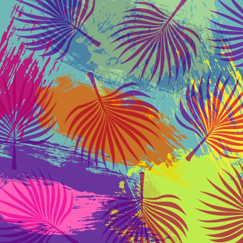 Tropical summer jungle palm tree leaf background vector image