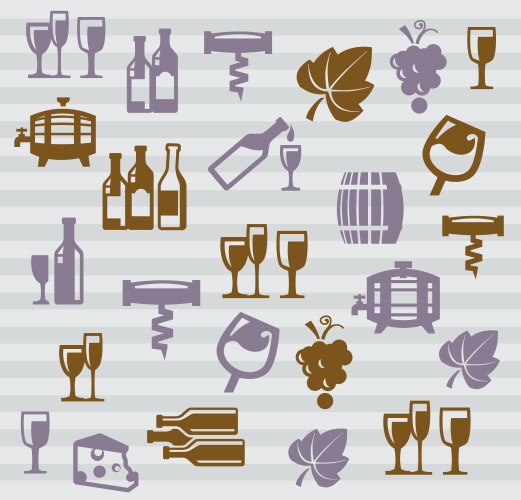 Black wine icon set Royalty Free Vector Image - VectorStock