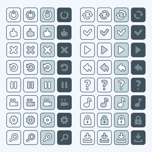 Thin line game icons buttons interface ui vector image