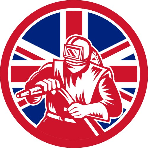 british sandblaster union jack flag vector image