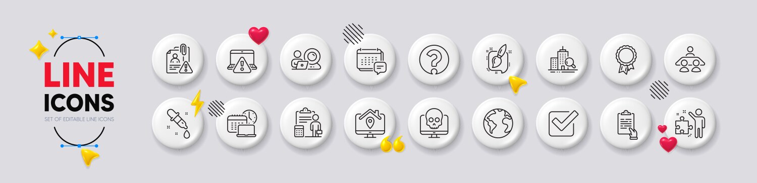 Inspect checkbox and clipboard line icons vector image