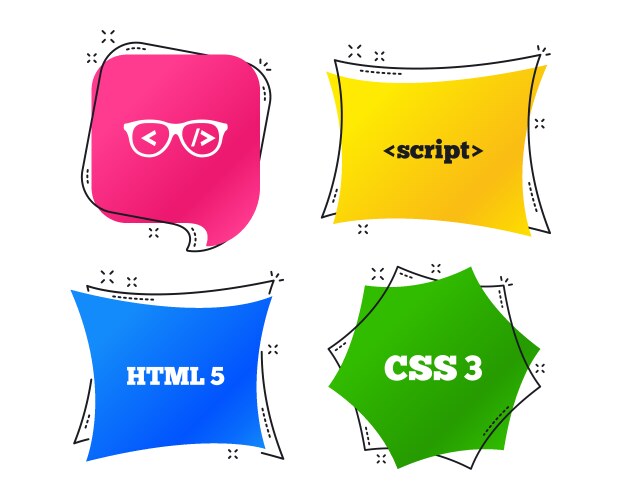 Programmer coder glasses html markup language vektorbild