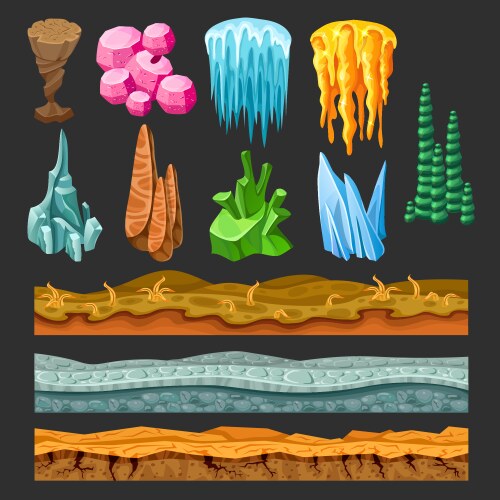 Cartoon game design websites set Royalty Free Vector Image