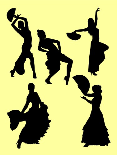 Silhouettes of flamenco dancers Vector Image