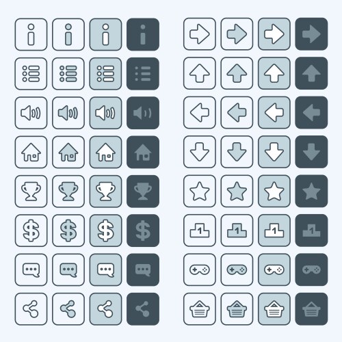 thin line game icons buttons interface ui vector image vector image