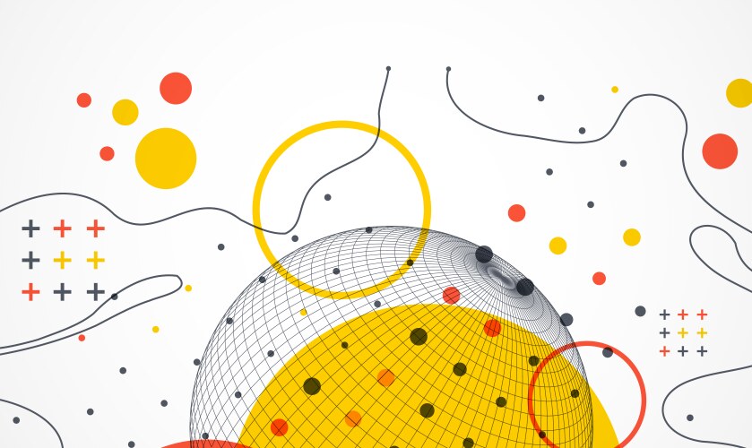 Abstract sphere background with plexus effect 3d vector image