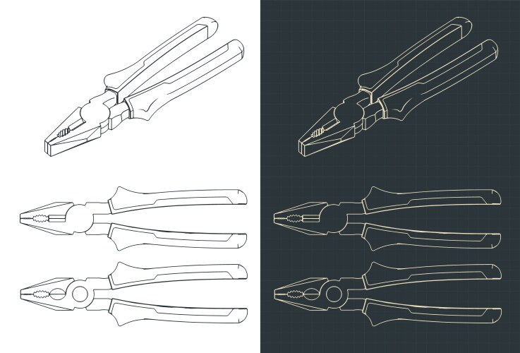 combination pliers blueprints vector image