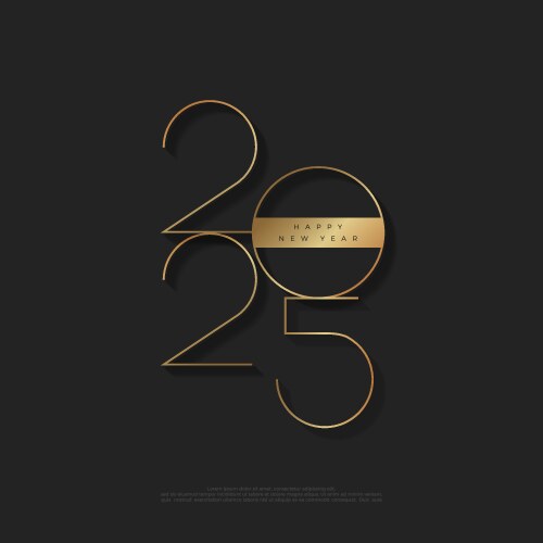 Happy New Year 2025 Design With Gold And Black Vector Image Happy New Year 2025 Design With Gold And Black Vector Image