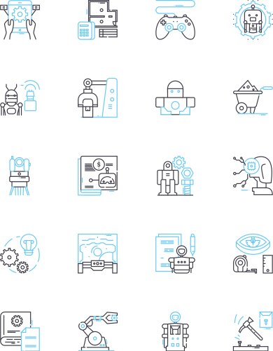 Developer linear icons set coding software vector image