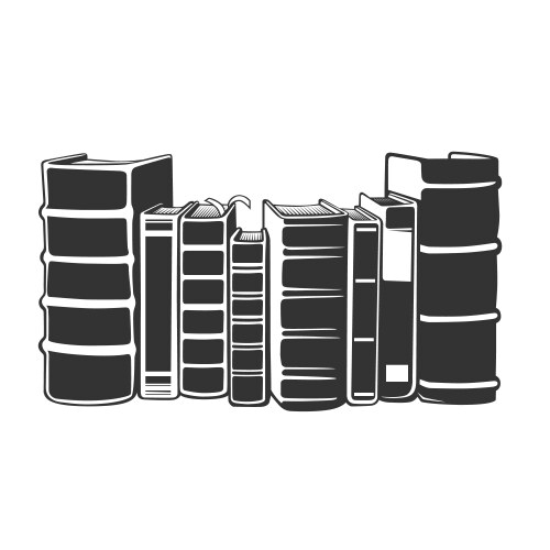 Horizontal stack books in monochrome style vector image