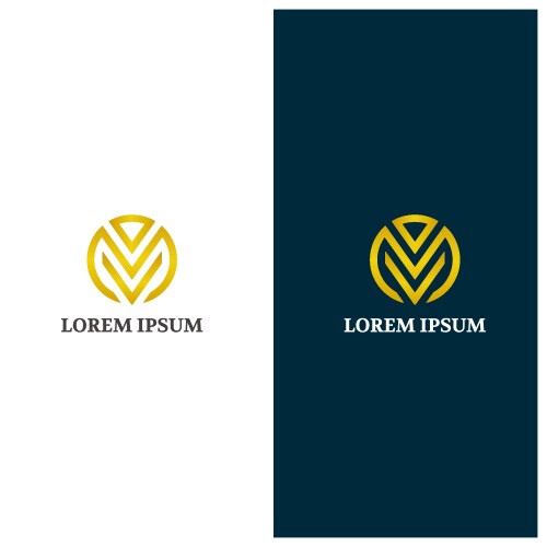 Mv or vm initial based minimal logo line design Vector Image