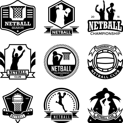 Netball Badges & Logos Vector Image