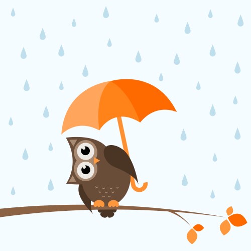 Cute Brown Owl on Branch Vector Image
