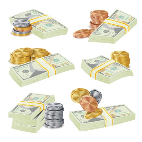 Realistic Money Stacks Vector Image