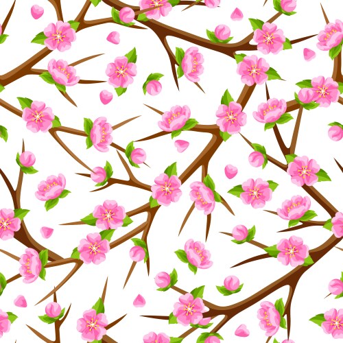 Spring seamless pattern with branches of tree vector image