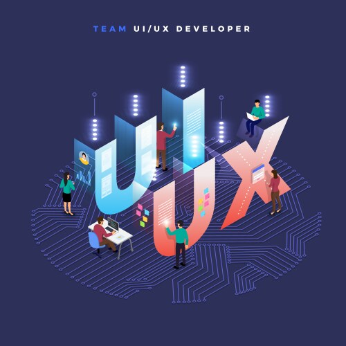 Teamwork ui ux developer vector image