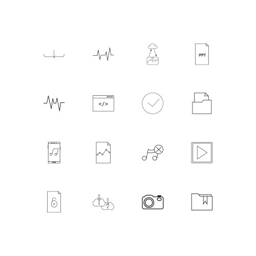 Files and folders sign linear thin icons set vector image