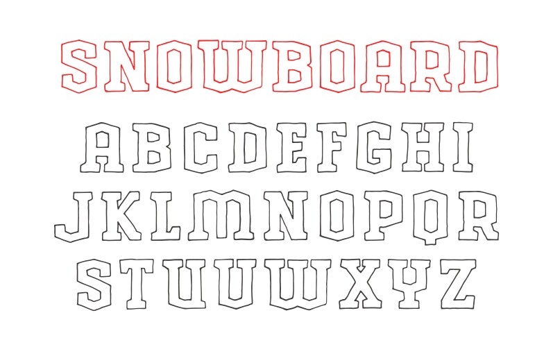 Contour serif font in the style of hand drawn vector image