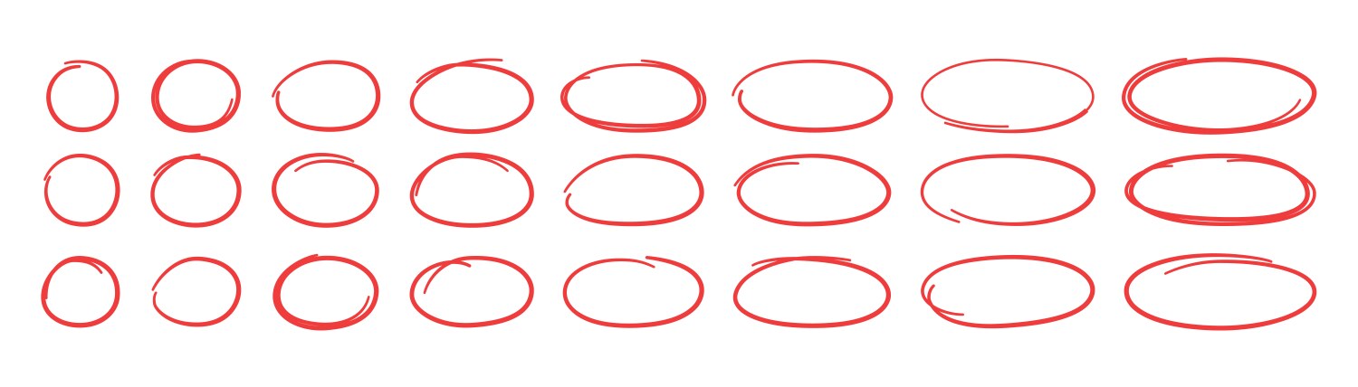 Hand drawn ovals and circles set Royalty Free Vector Image
