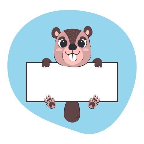 beaver holding a blank banner vector