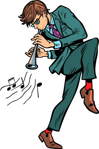 Man playing the horn Vector Image