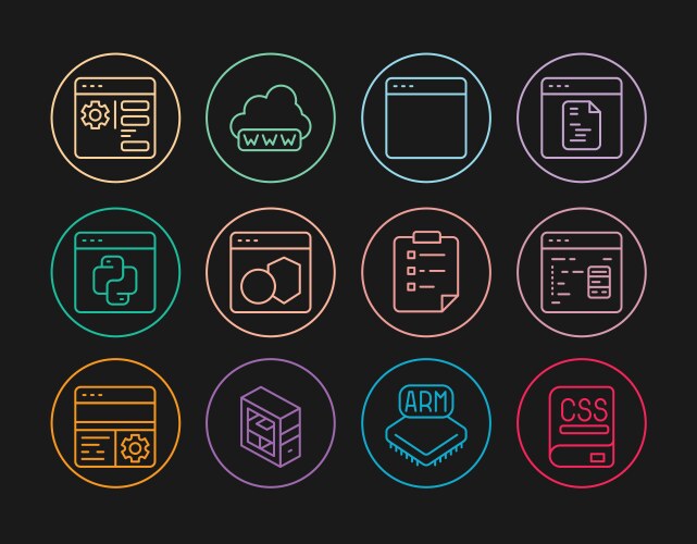 Set line books about programming software browser vector image