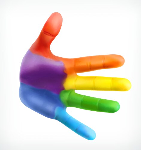 Rainbow Handprint Friendship Symbol Vector Image