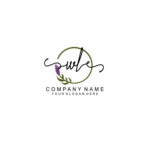 Elegant wl initial logo with floral handwritten Vector Image