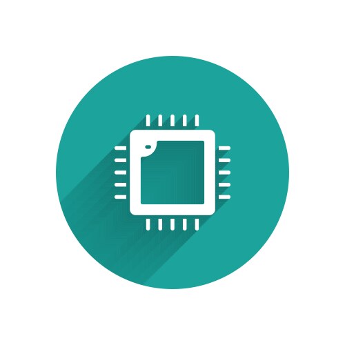 White computer processor with microcircuits cpu vector image