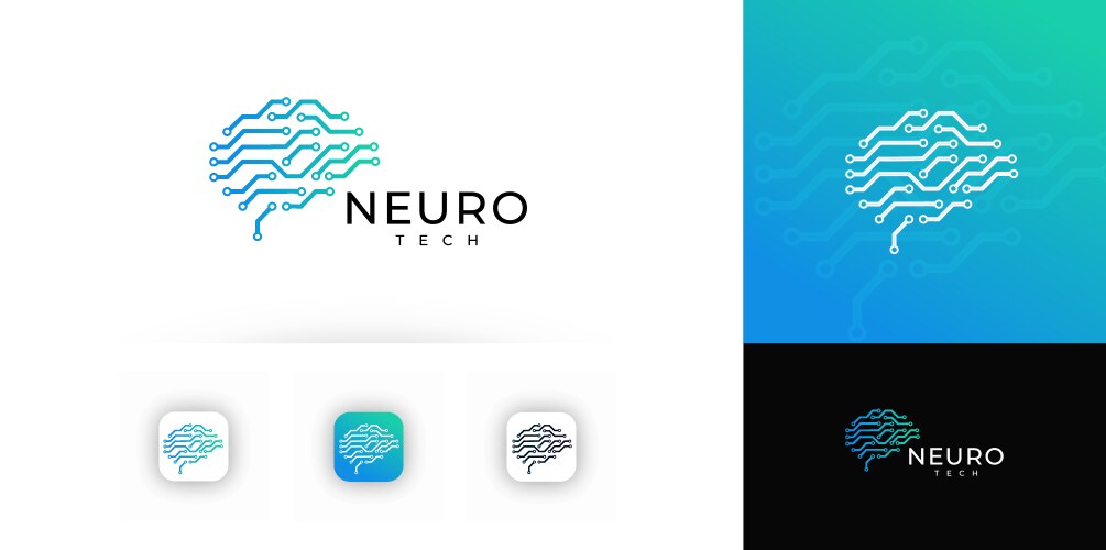 Brain circuit design with branching tech lines vector image