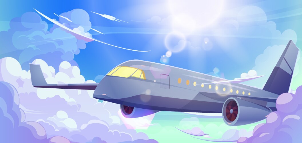 Cartoon elephant flying a vibrant airplane Vector Image