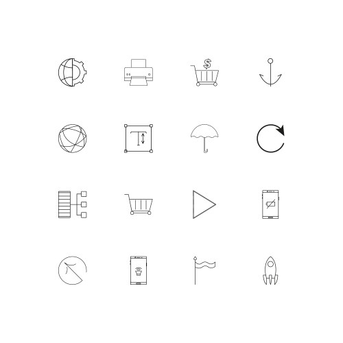 Web and text simple linear icons set outlined vector image