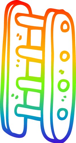 Rainbow gradient line drawing cartoon tall ladder vector image