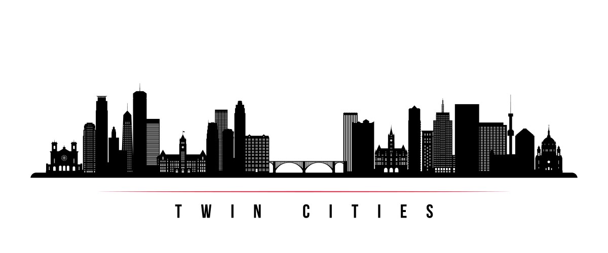 Twin Cities Skyline Silhouette Vector Image