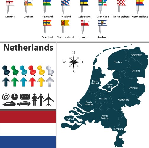 Holland map Royalty Free Vector Image VectorStock