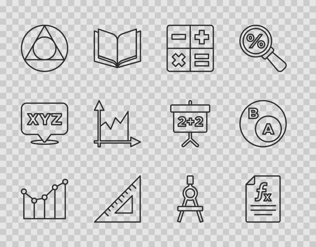 Set line graph schedule chart diagram function vector image