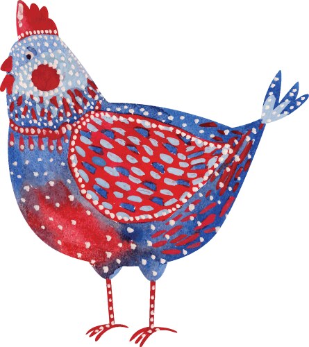 Watercolor Chicken Illustration Vector Image