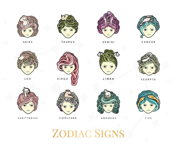 girls and zodiac signs vector image