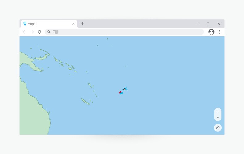 Browser window with map of fiji searching vector image