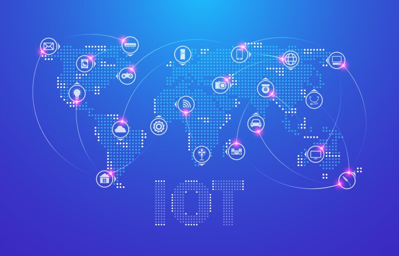 iot internet things and network connection vector image vector image