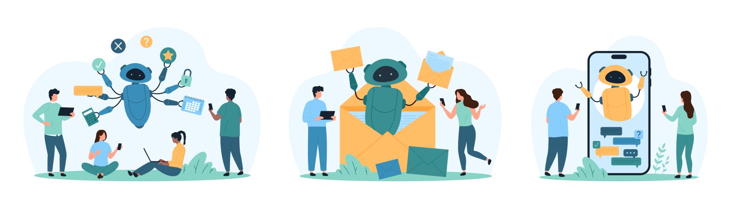 Online communication in chat bot set customer vector image