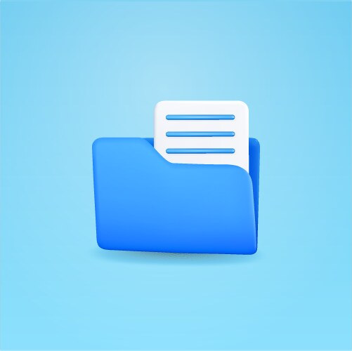 3d minimal folder and file isolated on background vector image