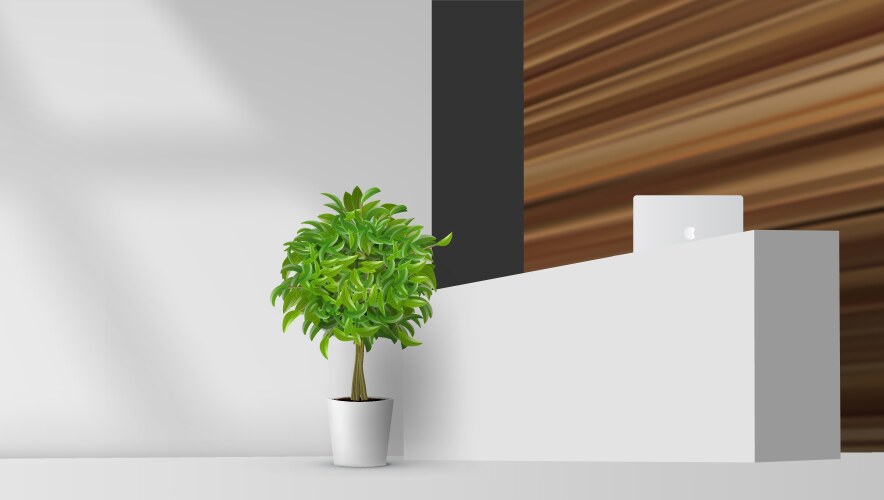 3d view of a office reception desk for branding vector