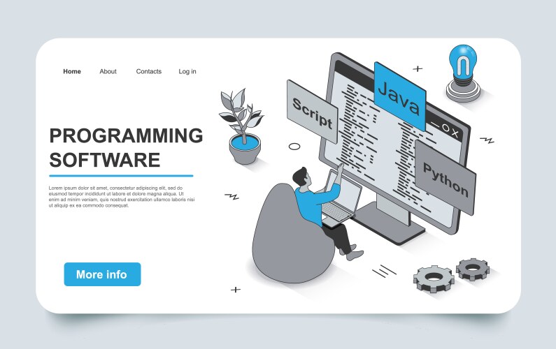 3D Isometric Programming Concept vector image