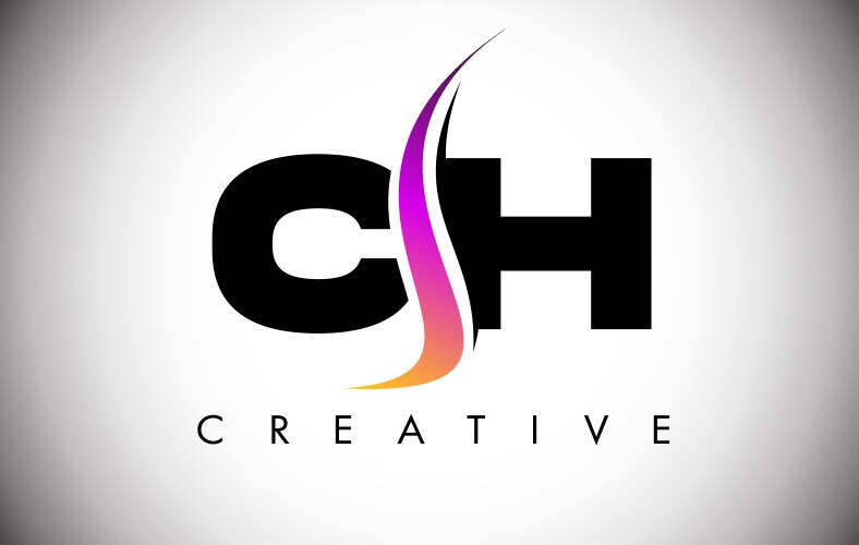 Ch letter logo design with creative shoosh Vector Image
