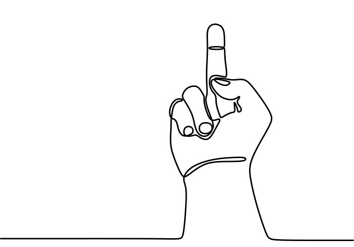 Continuous line drawing of hand showing middle Vector Image