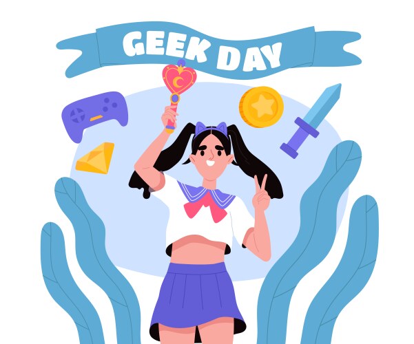 Geek day poster vector image